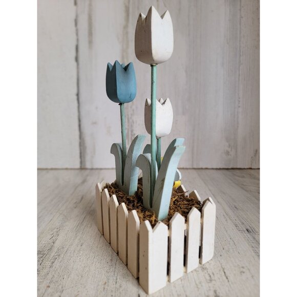 Wooden tulip flower bee spring home decor unique bug april - Picture 6 of 7